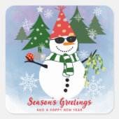 Sticker Carré Unique Moderne Stylish Snowflakes Noël (Devant)