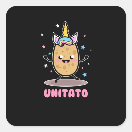 Sticker Carré Unitato Unicorn Potato Cute Funny Vegetable Fries (Devant)