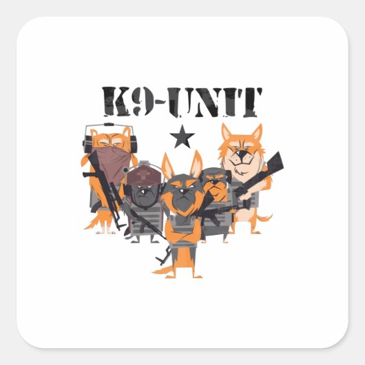 Sticker Carré Unité Chiens de police K9 (Devant)