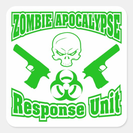 Sticker Carré Unité d'intervention de Zombie Apocalypse (Devant)