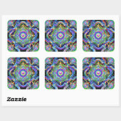 Sticker Carré Univers Mandala Couleurs Psychédéliques (Feuille)
