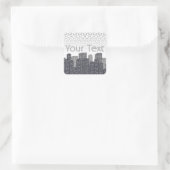 Sticker Carré Urban Cityscape Shades of Grey Custom Text (Sac)