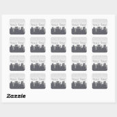 Sticker Carré Urban Cityscape Shades of Grey Custom Text (Feuille)