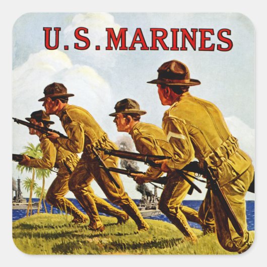 Sticker Carré US Marines ~ Soldats de la Mer (Devant)