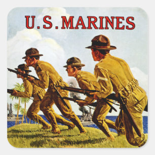 Sticker Carré US Marines ~ Soldats de la Mer