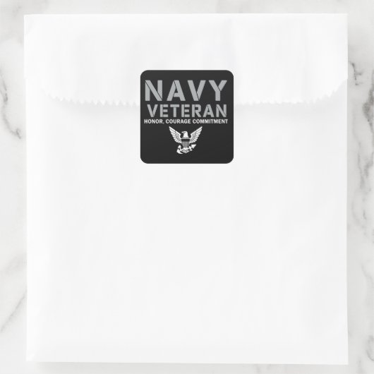 Sticker Carré US Navy Veteran Honor Courage Commitment (Sac)