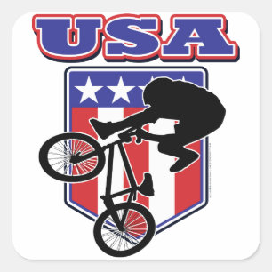 Sticker Carré USA BMX Biker