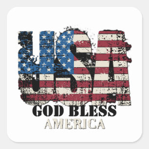 Sticker Carré USA Dieu bénisse l'Amérique