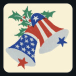 Sticker Carré USA Drapeau American Patriotic Christmas Bells Art<br><div class="desc">Rouge Blanc et bleu USA Drapeau américain Patriotique Noël cloches Art Carré Stickers</div>
