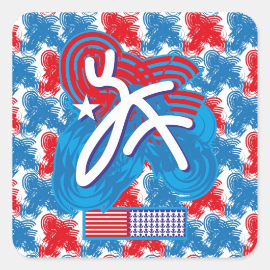 STICKER CARRÉ USA/EEUU FLAG SIMPLIFIED TEXT BY MASANSER PIXELAT (Devant)