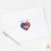 Sticker Carré USA Flag Heart Je t'aime (Enveloppe)