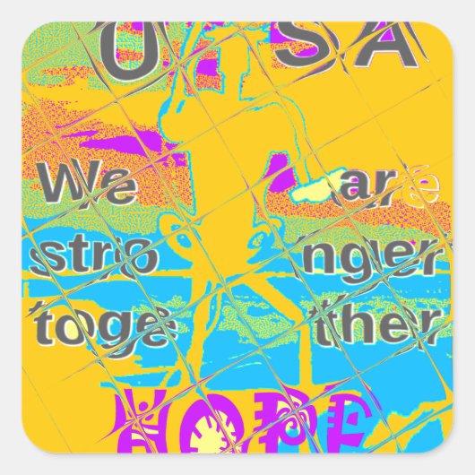 Sticker Carré USA Hope : Conception texturée colorée (Devant)
