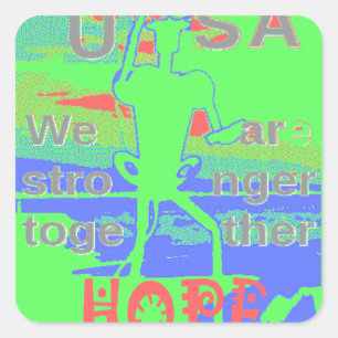 Sticker Carré USA Hope : Neon Lemon & Orange Art