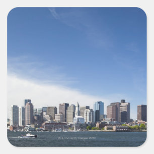 Sticker Carré USA, Massachusetts, Boston, City skyline et