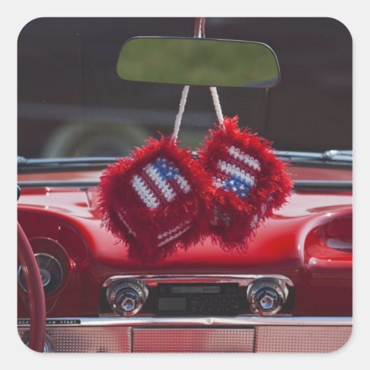 Sticker Carré USA, Massachusetts, Gloucester. Dés flous avec (Devant)