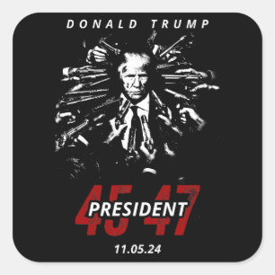 Sticker Carré USA Patriot Donald Trump Rally 2024 Fight !