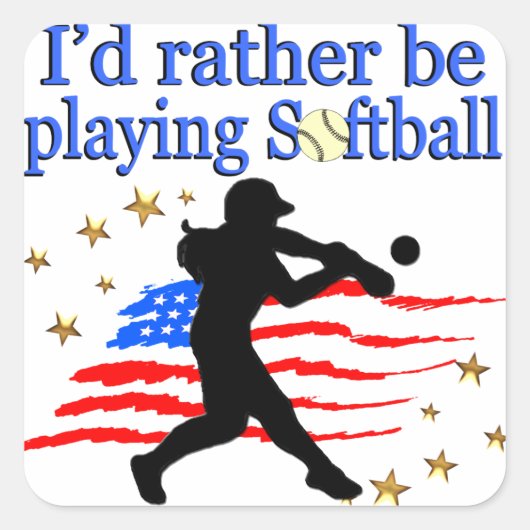 STICKER CARRÉ USA SOFTBALL PLAYER AIME LA CONCEPTION DE SOFTBALL (Devant)