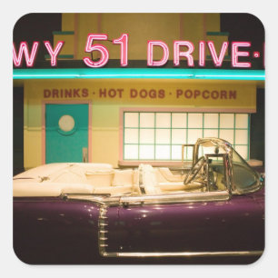 Sticker Carré USA, Tennessee, Memphis : Elvis Presley