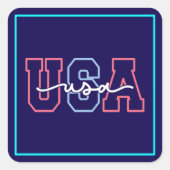 Sticker Carré USA Text 4th Of July Design-62118 (Devant)