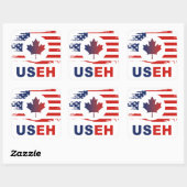 Sticker Carré USEH Mi-Canadien Amérique Canada États-Unis Drapea (Feuille)