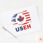 Sticker Carré USEH Mi-Canadien Amérique Canada États-Unis Drapea (Enveloppe)