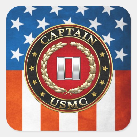 Sticker Carré USMC Capt [3D] (Devant)