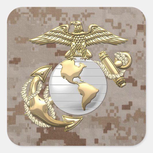 Sticker Carré USMC Eagle, Globe & Ancre (EGA) [3D] (Devant)