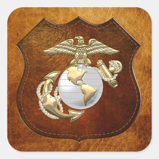 Sticker Carré USMC Eagle, Globe & Ancre (EGA) [3D] (Devant)