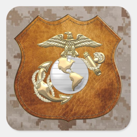 Sticker Carré USMC Eagle, Globe & Ancre (EGA) [3D] (Devant)