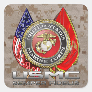 Sticker Carré USMC Semper Fi [3D]