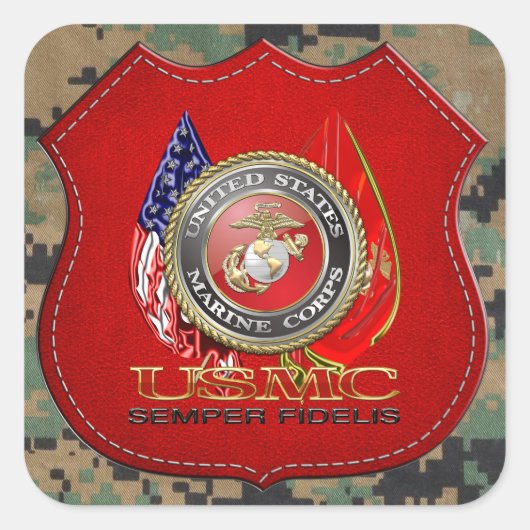 Sticker Carré USMC Semper Fi [édition spéciale] [3D] (Devant)