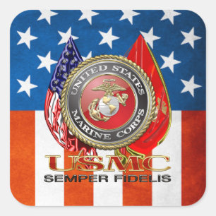 Sticker Carré USMC Semper Fi [édition spéciale] [3D]