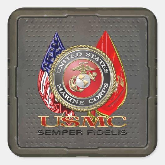 Sticker Carré USMC Semper Fi [édition spéciale] [3D] (Devant)