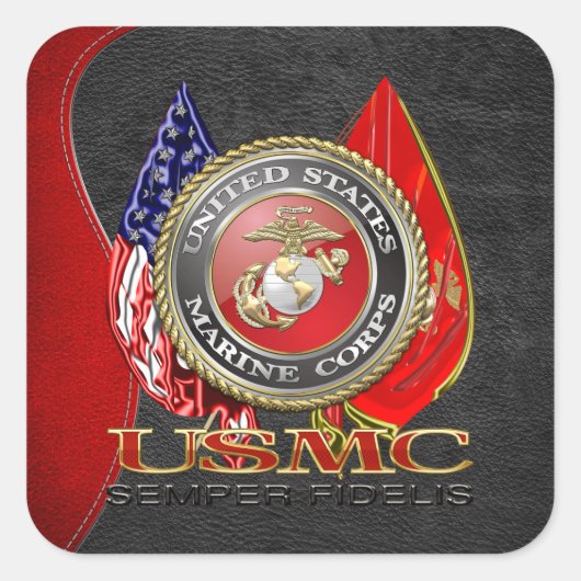 Sticker Carré USMC Semper Fi [édition spéciale] [3D] (Devant)