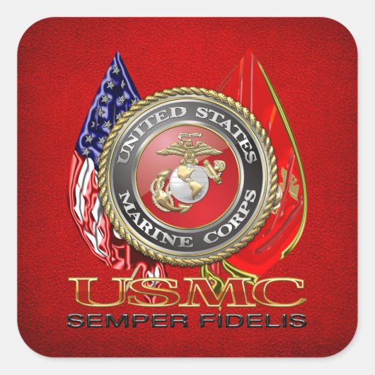 Sticker Carré USMC Semper Fi [édition spéciale] [3D] (Devant)