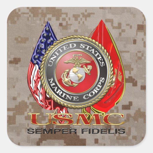 Sticker Carré USMC Semper Fi [édition spéciale] [3D] (Devant)