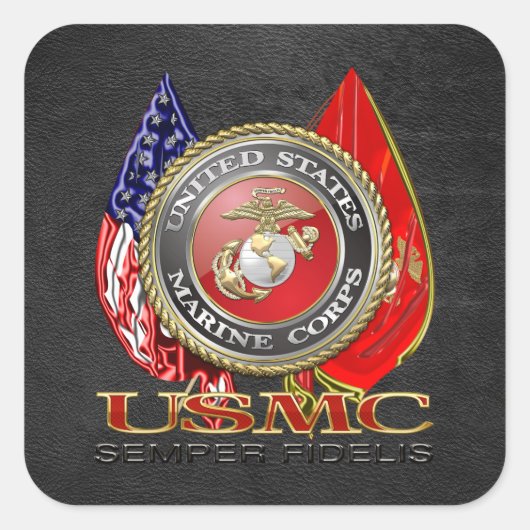 Sticker Carré USMC Semper Fi [édition spéciale] [3D] (Devant)