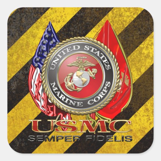 Sticker Carré Usmc Semper fi [Edition spéciale] [3D] (Devant)