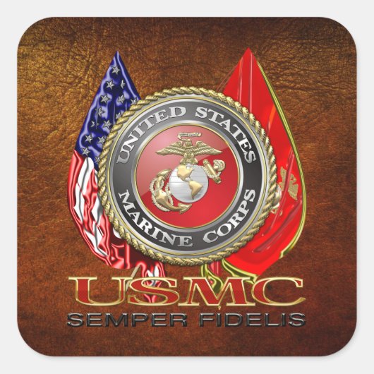 Sticker Carré USMC Semper Fi [édition spéciale] [3D] (Devant)