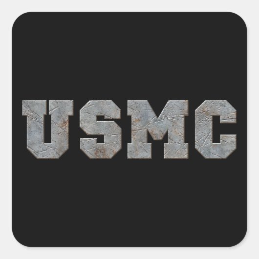 Sticker Carré USMC [texte rouillé] (Devant)
