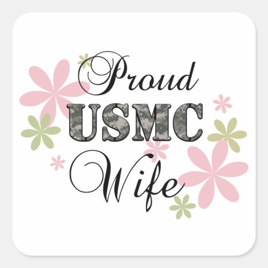 Sticker Carré USMC Wife [fl camo] (Devant)