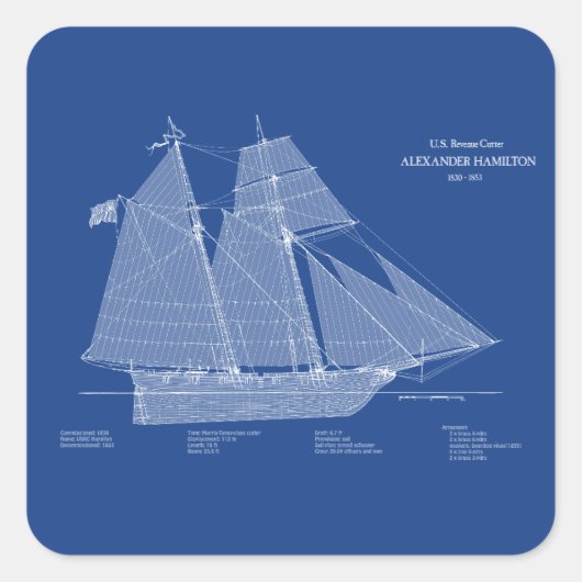 Sticker Carré USRC Alexander Hamilton - ABD (Devant)