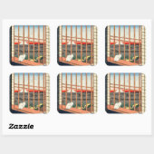 Sticker Carré Utagawa Hiroshige - Champs de riz Asakusa (Feuille)