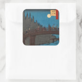 Sticker Carré Utagawa Hiroshige - Kyoto Bridge by Moonlight (Sac)
