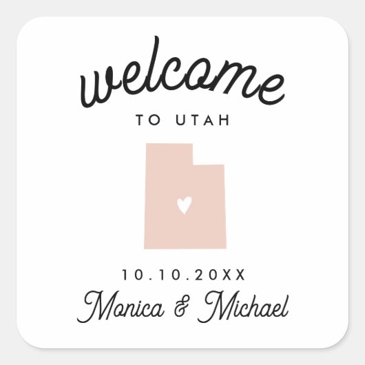 Sticker Carré UTAH Destination Mariage N'IMPORTE QUELLE COULEUR (Devant)