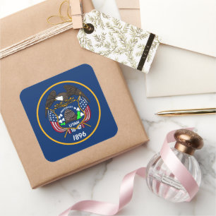 Sticker Carré Utah : Le drapeau américain de l'État de la ruche,