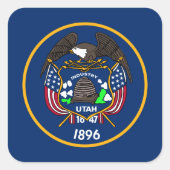 Sticker Carré Utah : Le drapeau américain de l'État de la ruche, (Devant)