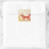 Sticker Carré Utilisation de vaches pour piétiner le blé (Sac)