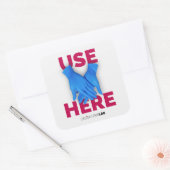 Sticker Carré Utiliser des gants ici (Enveloppe)