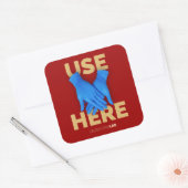 Sticker Carré Utiliser des gants ici (foncé) (Enveloppe)